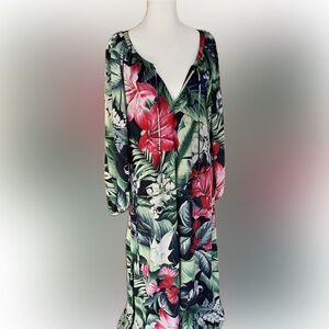 Tommy Bahama Silk Beautiful Floral V-Neck Maxi Dress